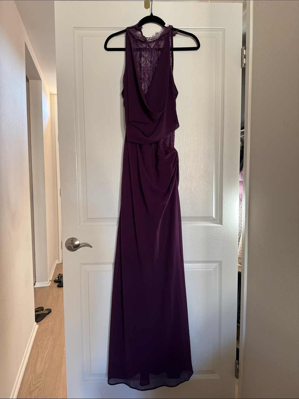 Meshki Arra Chiffon And Lace Halter Maxi Dress - Plum - Picture 3 of 13